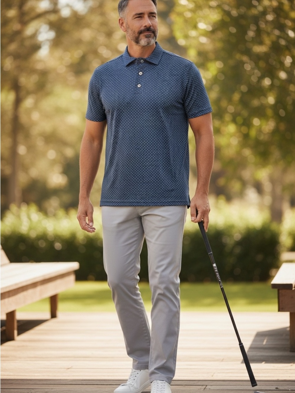 Southern Tide Golf Polo Shirt Mens Sz XXL Blue Golf Club Print Performance